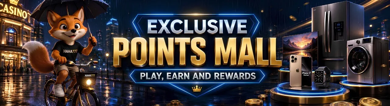 HAHA777 Exclusive Points Mall — play, earn points, and redeem rewards including iPhone 15 Pro Max